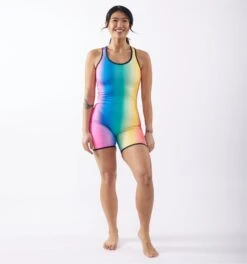 Swim 6" Reversible Sleeveless Unisuit - Melting Rainbow(Swim 6 Reversible Sleeveless Unisuit Melting Rainbow) -Tomboyx Underwear Store 2337370011 Swim Melting Rainbow Reversible 6in Sleeveless Unisuit On Fig 3
