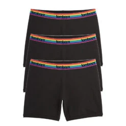 6" No Fly Boxer Briefs 3-Pack - Cotton Black Rainbow Logo(6 No Fly Boxer Briefs 3 Pack Cotton Black Rainbow Logo)