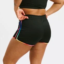 Swim High Waisted Boy Short - Black Rainbow Ombre(Swim High Waisted Boy Short Black Rainbow Ombre) -Tomboyx Underwear Store BlackRainbowOmbreHighWaistedBoyShortOF3