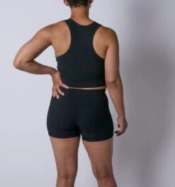 Bamboo Rib Bra Top - Black(Bamboo Rib Bra Top Black) -Tomboyx Underwear Store Black Bamboo Rib Bra TopOF2