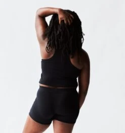 Bamboo Rib Bra Top - Black(Bamboo Rib Bra Top Black) -Tomboyx Underwear Store Black Bamboo Rib Bra TopOFEditorial3