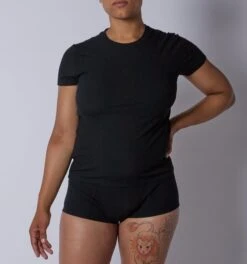 Bamboo Rib Short Sleeve Tee - Black(Bamboo Rib Short Sleeve Tee Black)