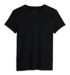 Bamboo Rib Short Sleeve Tee - Black(Bamboo Rib Short Sleeve Tee Black) -Tomboyx Underwear Store Black Bamboo Rib Short Sleeve Tee 1