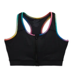 Swim Racerback Zip Compression Top - Black Rainbow Ombre(Swim Racerback Zip Compression Top Black Rainbow Ombre) -Tomboyx Underwear Store Black Rainbow Ombre Swim Racerback Zip Compression top 1