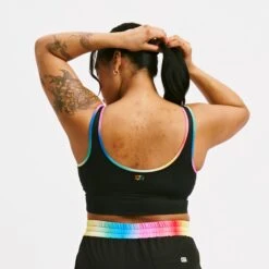 Straight Up Longline Top- Black Rainbow Ombre(Straight Up Longline Top Black Rainbow Ombre) -Tomboyx Underwear Store Black Rainbow Ombre Swim Straight Up Longline TopOF3