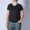 Short Sleeve Jersey Slub V Neck Tee - Black(Short Sleeve Jersey Slub V Neck Tee Black)