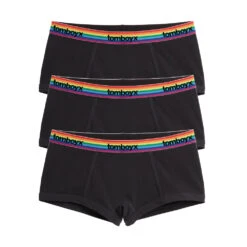 Boy Shorts 3-Pack - Cotton Black Rainbow Logo(Boy Shorts 3 Pack Cotton Black Rainbow Logo)