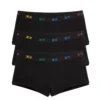 Boy Shorts 3-Pack - Cotton Black X= Rainbow(Boy Shorts 3 Pack Cotton Black X Rainbow)