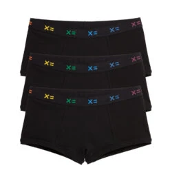 Boy Shorts 3-Pack - Cotton Black X= Rainbow(Boy Shorts 3 Pack Cotton Black X Rainbow)