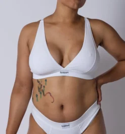 Bamboo Rib Plunge Bra - Bright White(Bamboo Rib Plunge Bra Bright White) -Tomboyx Underwear Store Bright White Bamboo Rib Plunge BraOF1