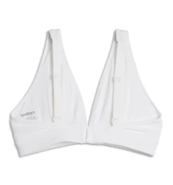 Bamboo Rib Plunge Bra - Bright White(Bamboo Rib Plunge Bra Bright White) -Tomboyx Underwear Store Bright White Bamboo Rib Plunge Bra 2