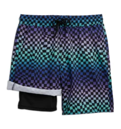 Swim 9" Lined Board Shorts - Checker Chaos(Swim 9 Lined Board Shorts Checker Chaos) -Tomboyx Underwear Store Checker Chaos Swim 9in Lined Board Short 2