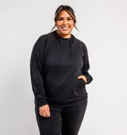 Cozy Luxe Fitted Hoodie - Black(Cozy Luxe Hoodie Black) -Tomboyx Underwear Store CozyLuxeHoodieOF1