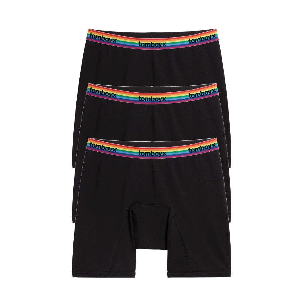 First Line Period 9" Boxer Briefs 3-Pack - Black Rainbow Logo(First Line Period 9 Boxer Briefs 3 Pack Black Rainbow Logo) 1 First Line Period 9" Boxer Briefs 3-Pack - Black Rainbow Logo(First Line Period 9 Boxer Briefs 3 Pack Black Rainbow Logo)