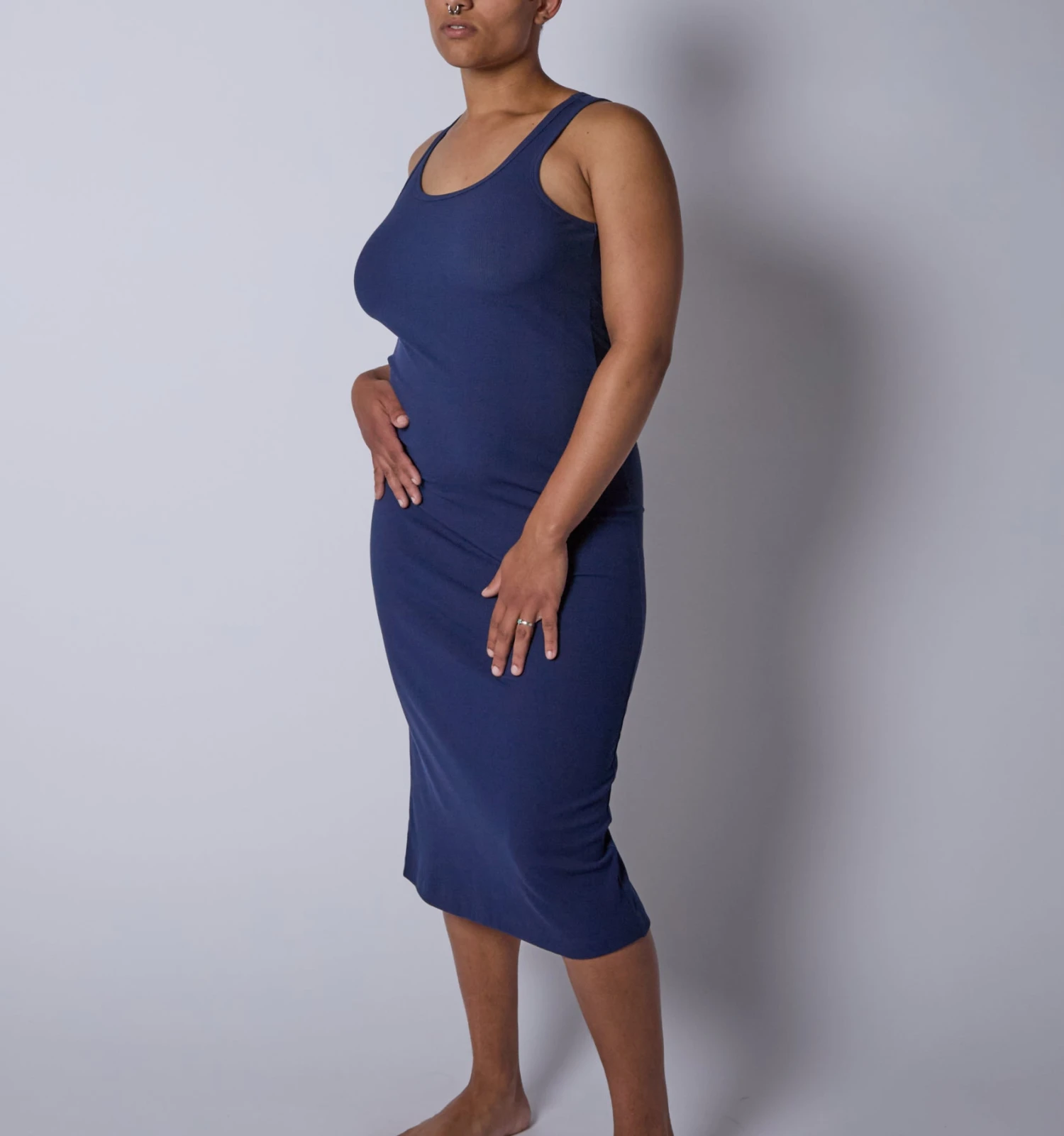 Bamboo Rib Sleeveless Midi Dress - Future Dusk(Bamboo Rib Sleeveless Midi Dress Future Dusk) 1 Bamboo Rib Sleeveless Midi Dress - Future Dusk(Bamboo Rib Sleeveless Midi Dress Future Dusk)