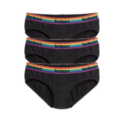 Iconic Briefs 3-Pack - Cotton Black Rainbow Logo(Iconic Briefs 3 Pack Cotton Black Rainbow Logo)