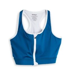 Swim Racerback Zip Compression Top - Marina Blue(Swim Racerback Zip Compression Top Marina Blue) -Tomboyx Underwear Store MarinaBlueSwimRacerbackZipCompressionTop1 1