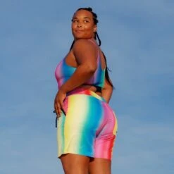 Swim 7" Heritage Board Shorts - Melting Rainbow(Swim 7 Heritage Board Shorts Melting Rainbow) -Tomboyx Underwear Store MeltingRainbowSwim7 HeritageBoardShorts OF4