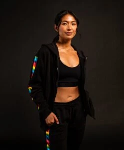 French Terry Zip Up Hoodie - Metallic Rainbow(French Terry Zip Up Hoodie Rainbow Highlight) 12 French Terry Zip Up Hoodie - Metallic Rainbow(French Terry Zip Up Hoodie Rainbow Highlight) -Tomboyx Underwear Store MetallicRainbowHoodieOF1