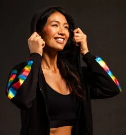 French Terry Zip Up Hoodie - Metallic Rainbow(French Terry Zip Up Hoodie Rainbow Highlight) 13 French Terry Zip Up Hoodie - Metallic Rainbow(French Terry Zip Up Hoodie Rainbow Highlight) -Tomboyx Underwear Store MetallicRainbowHoodieOF2