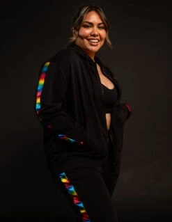 French Terry Zip Up Hoodie - Metallic Rainbow(French Terry Zip Up Hoodie Rainbow Highlight) 14 French Terry Zip Up Hoodie - Metallic Rainbow(French Terry Zip Up Hoodie Rainbow Highlight) -Tomboyx Underwear Store MetallicRainbowHoodieOF3