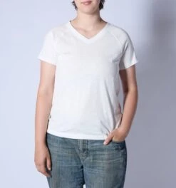 Short Sleeve Jersey Slub V Neck Tee - Natural(Short Sleeve Jersey Slub V Neck Tee Natural)