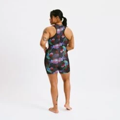Swim 4.5" Zip Up Unisuit - Palm Dreams(Swim 4 5 Zip Up Unisuit Palm Dreams) -Tomboyx Underwear Store Palm Dreams Swim 4.5in Zip Up UnisuitOF4