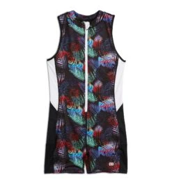 Swim 4.5" Zip Up Unisuit - Palm Dreams(Swim 4 5 Zip Up Unisuit Palm Dreams) -Tomboyx Underwear Store Palm Dreams Swim 4.5in Zip Up Unisuit 1