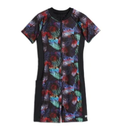 Swim 6" Unisuit - Palm Dreams(Swim 6 Unisuit Palm Dreams) -Tomboyx Underwear Store Palm Dreams Swim 6in Sleeveless Unisuit 1