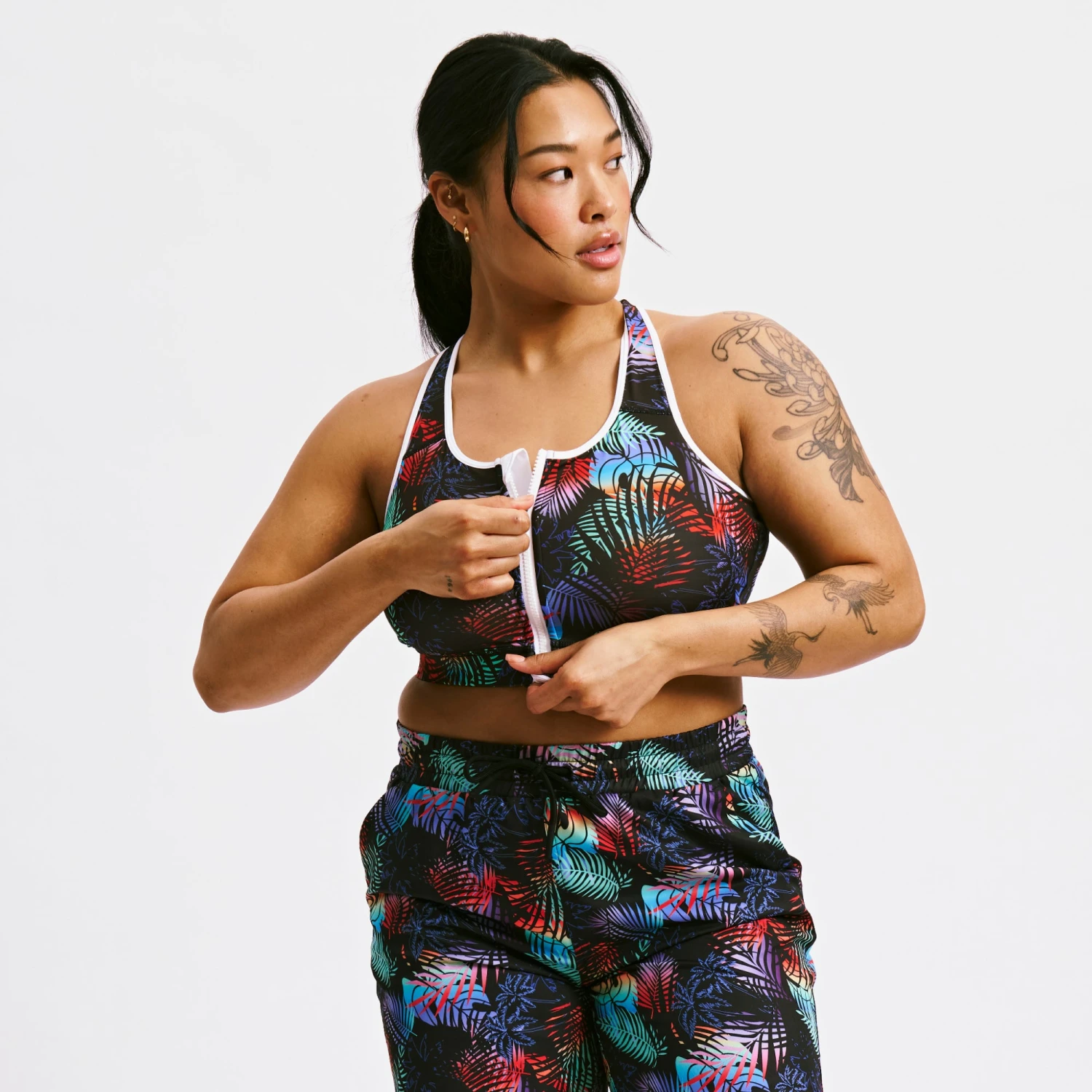 Swim Racerback Zip Compression Top - Palm Dreams(Swim Racerback Zip Compression Top Palm Dreams) 2 Swim Racerback Zip Compression Top - Palm Dreams(Swim Racerback Zip Compression Top Palm Dreams) - Image 2