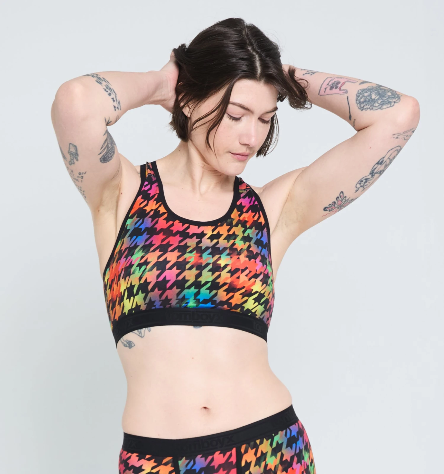 Racerback Soft Bra - Rainbow Houndstooth(Racerback Soft Bra Rainbow Houndstooth) 1 Racerback Soft Bra - Rainbow Houndstooth(Racerback Soft Bra Rainbow Houndstooth)