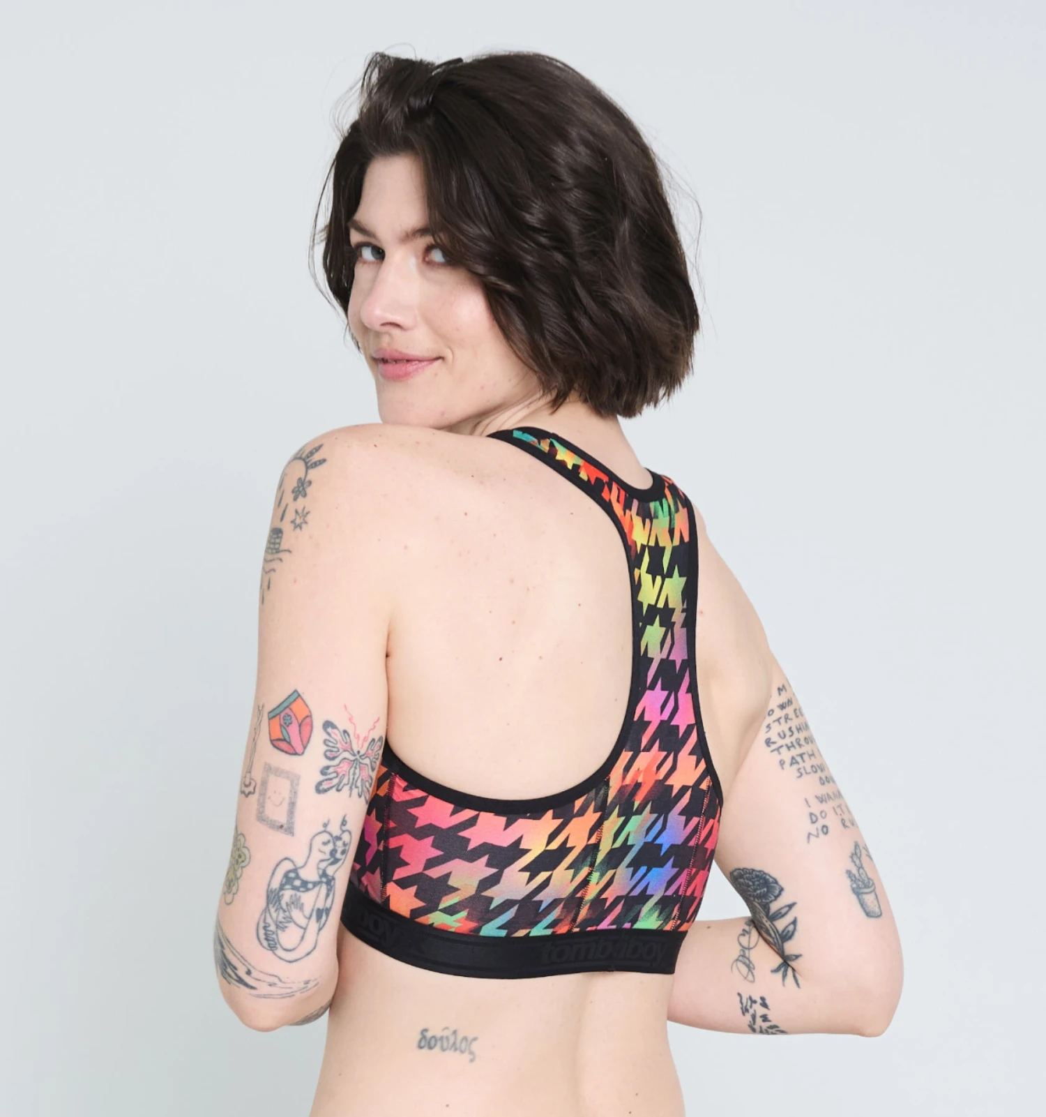 Racerback Soft Bra - Rainbow Houndstooth(Racerback Soft Bra Rainbow Houndstooth) 2 Racerback Soft Bra - Rainbow Houndstooth(Racerback Soft Bra Rainbow Houndstooth) - Image 2