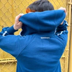 French Terry Track Full Zip Hoodie - Retro Blue(French Terry Track Full Zip Hoodie Retro Blue)